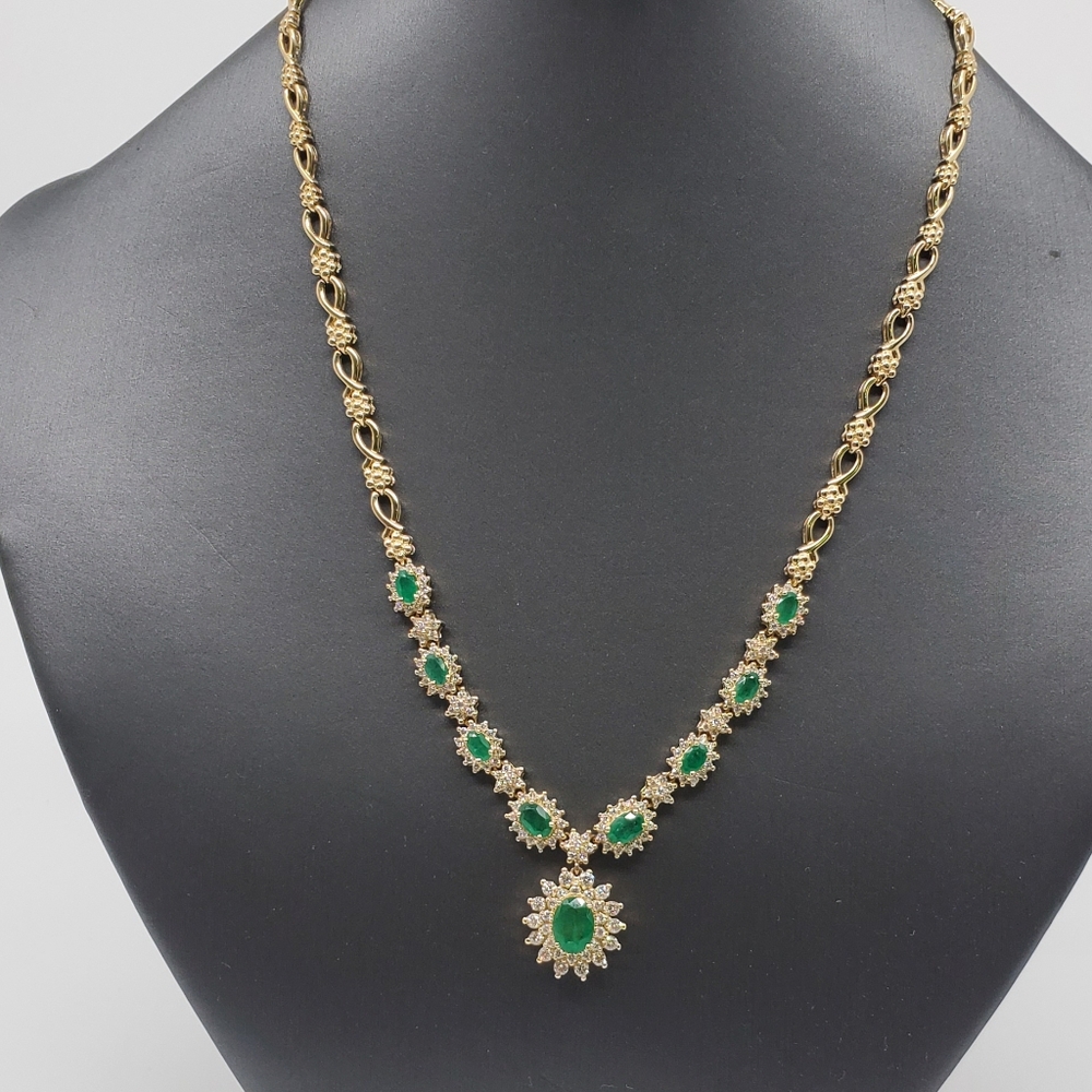 Effy Collection emerald and diamond statement necklace